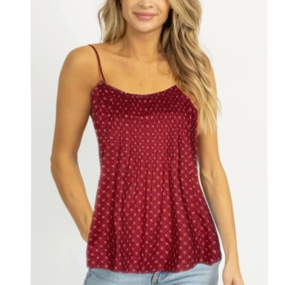 Julie Brown NY Women Rust W/ White & Orange Daisy Print Cami Tank Top NWT Sz M - Picture 1 of 7